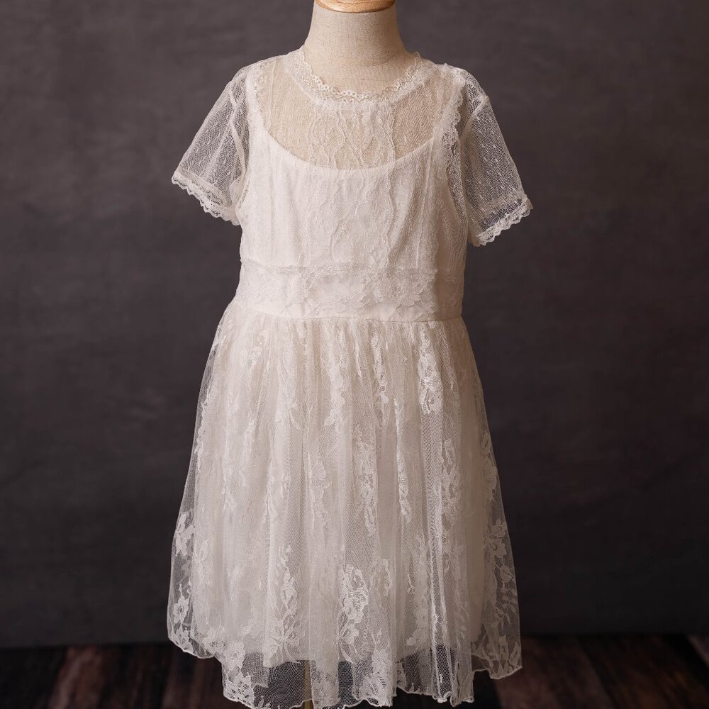Wabots Lace Dress, white, size 6/7